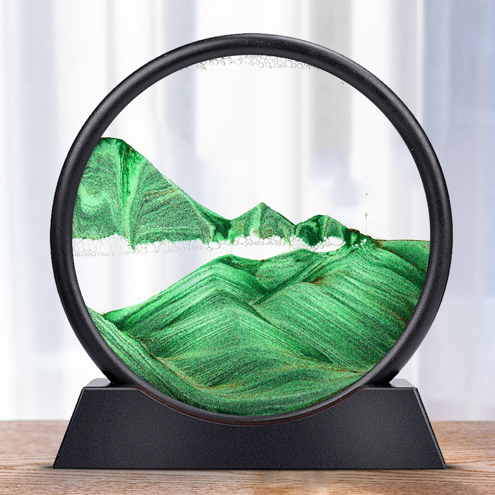 Flowing Sand Art Picture Round Glass 3D Motion Display 7/12 inch - Earth Angel Lifestyle