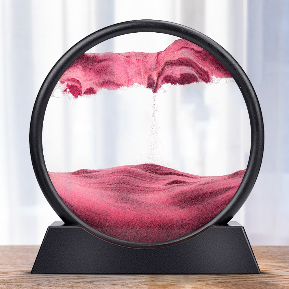 Flowing Sand Art Picture Round Glass 3D Motion Display 7/12 inch - Earth Angel Lifestyle