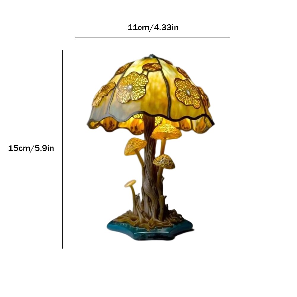 Vintage Stained Glass Mushroom Table Lamp - Earth Angel Lifestyle