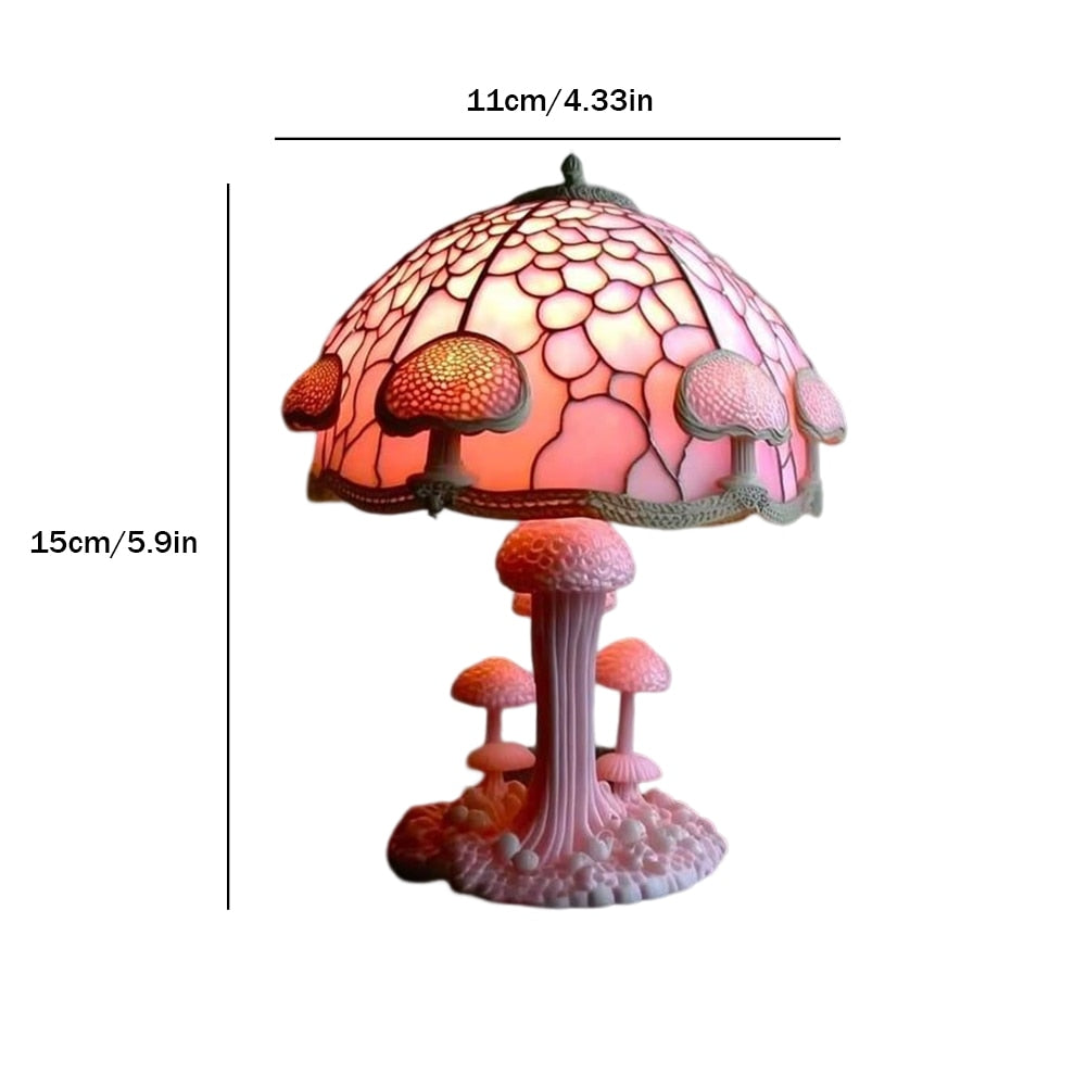 Vintage Stained Glass Mushroom Table Lamp - Earth Angel Lifestyle