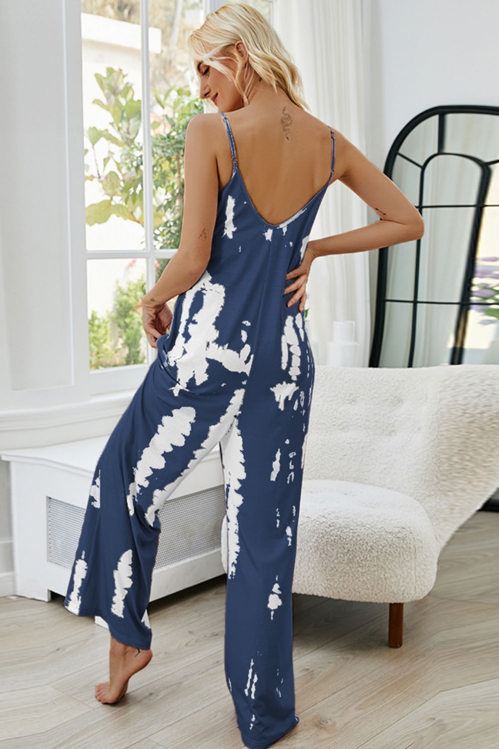 Tie-Dye Spaghetti Strap Jumpsuit with Pockets - Earth Angel Lifestyle