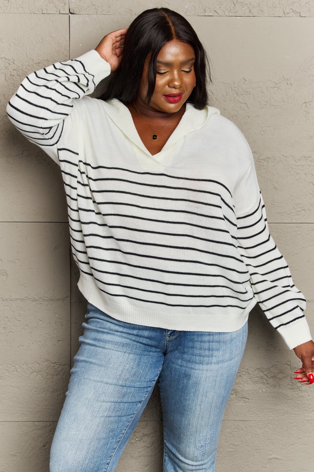 Sew In Love Make Me Smile Striped Oversized Knit Top - Earth Angel Lifestyle