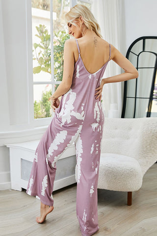 Tie-Dye Spaghetti Strap Jumpsuit with Pockets - Earth Angel Lifestyle